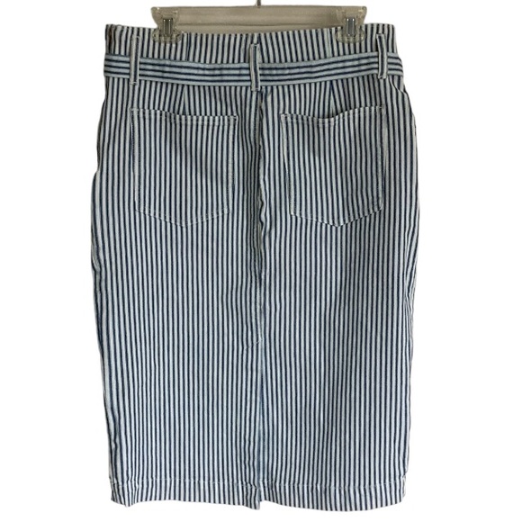 NWT J.Crew Railroad Stripe Denim Pencil Skirt Size 31 - Picture 3 of 8